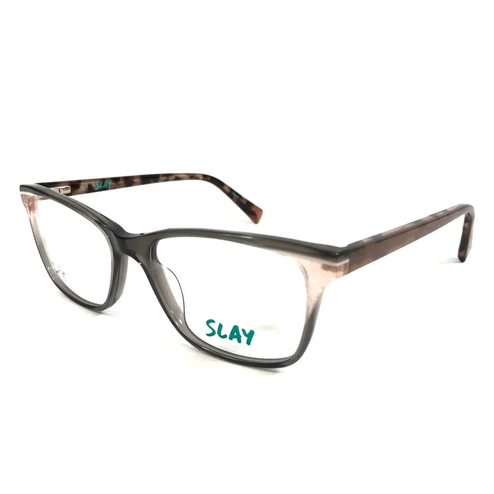 Slay Eyeglasses Frames SL002 GRY Gray Tortoise Cat Eye Full Rim 52-16-135